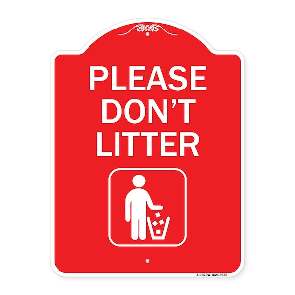 Signmission Please Dont Litter Heavy-Gauge Aluminum Architectural Sign, 24" x 18", RW-1824-9936 A-DES-RW-1824-9936 - main